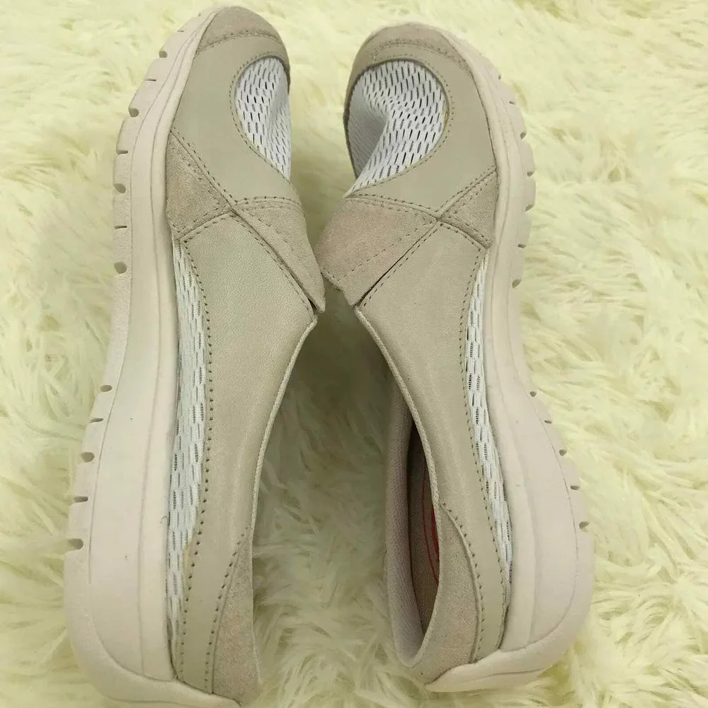 Rockport‎ Shoes Womens 7M Cream Washable Slip On Leather Comfort Sneaker